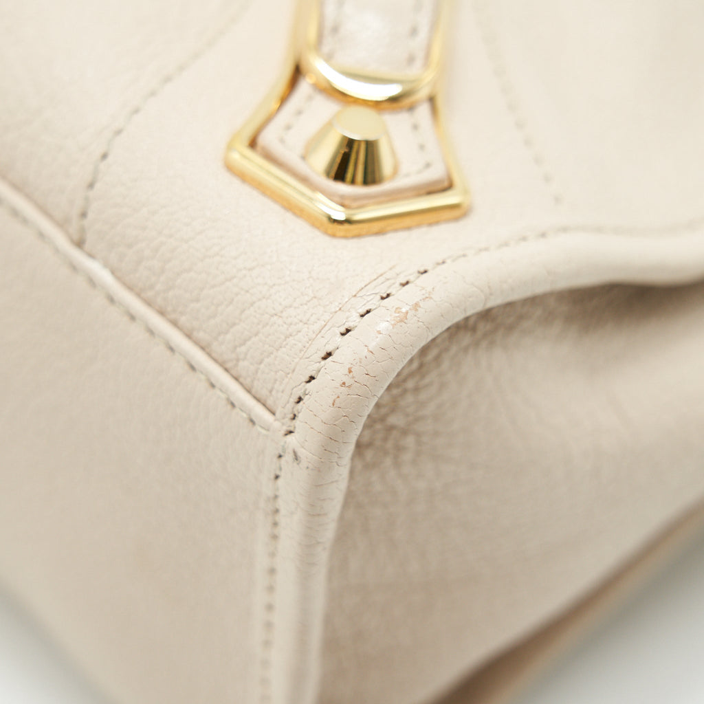 BALENCIAGA SMALL METALLIC EDGE CITY BEIGE GHW