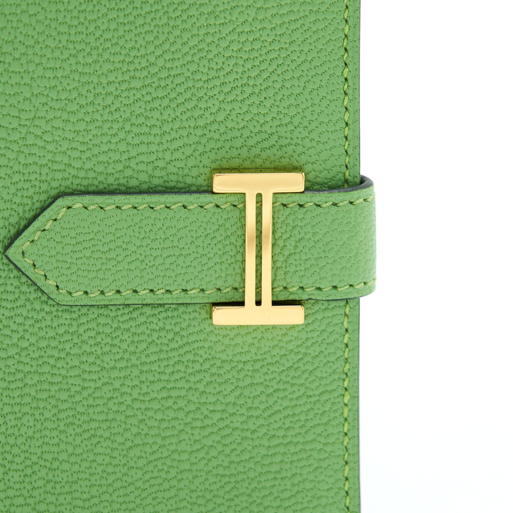 HERMES BEARN CARD HOLDER VERT CRIQUET GHW