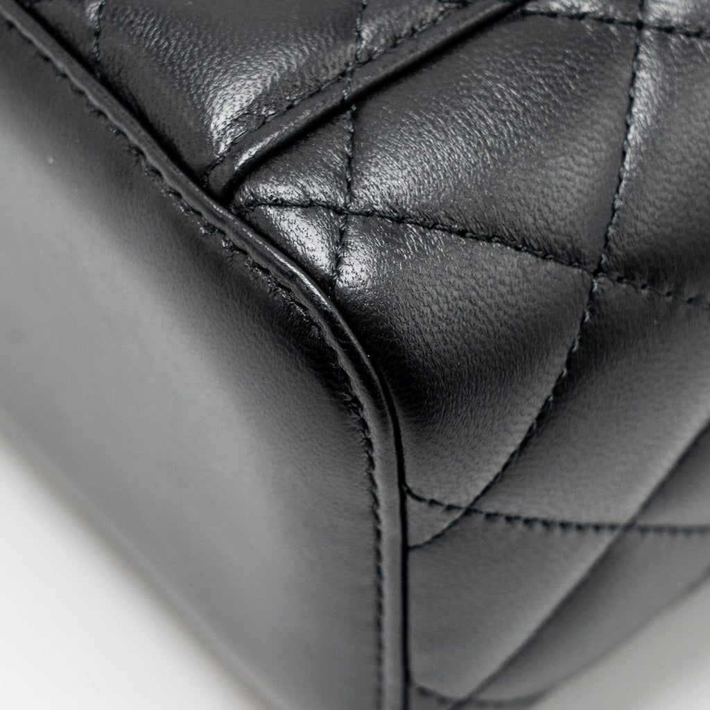 CHANEL LONG VANITY CASE WITH CHAIN LAMBSKIN BLACK LGHW