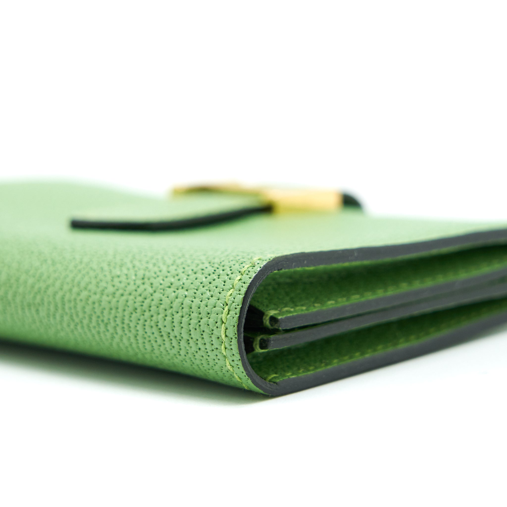 HERMES BEARN CARD HOLDER VERT CRIQUET GHW