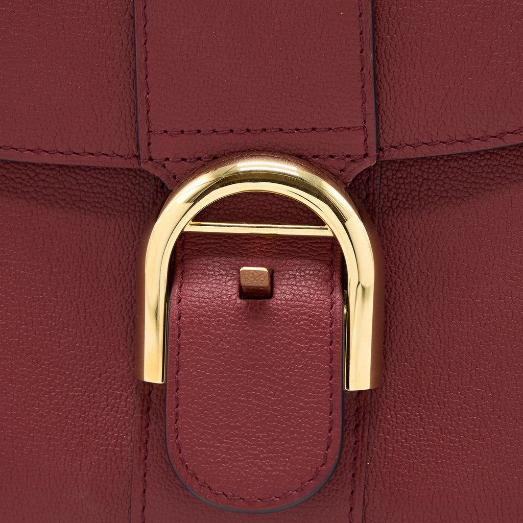 DELVAUX MINI BRILLIANT BAG GRAINED CALFSKIN BURGUNDY GHW