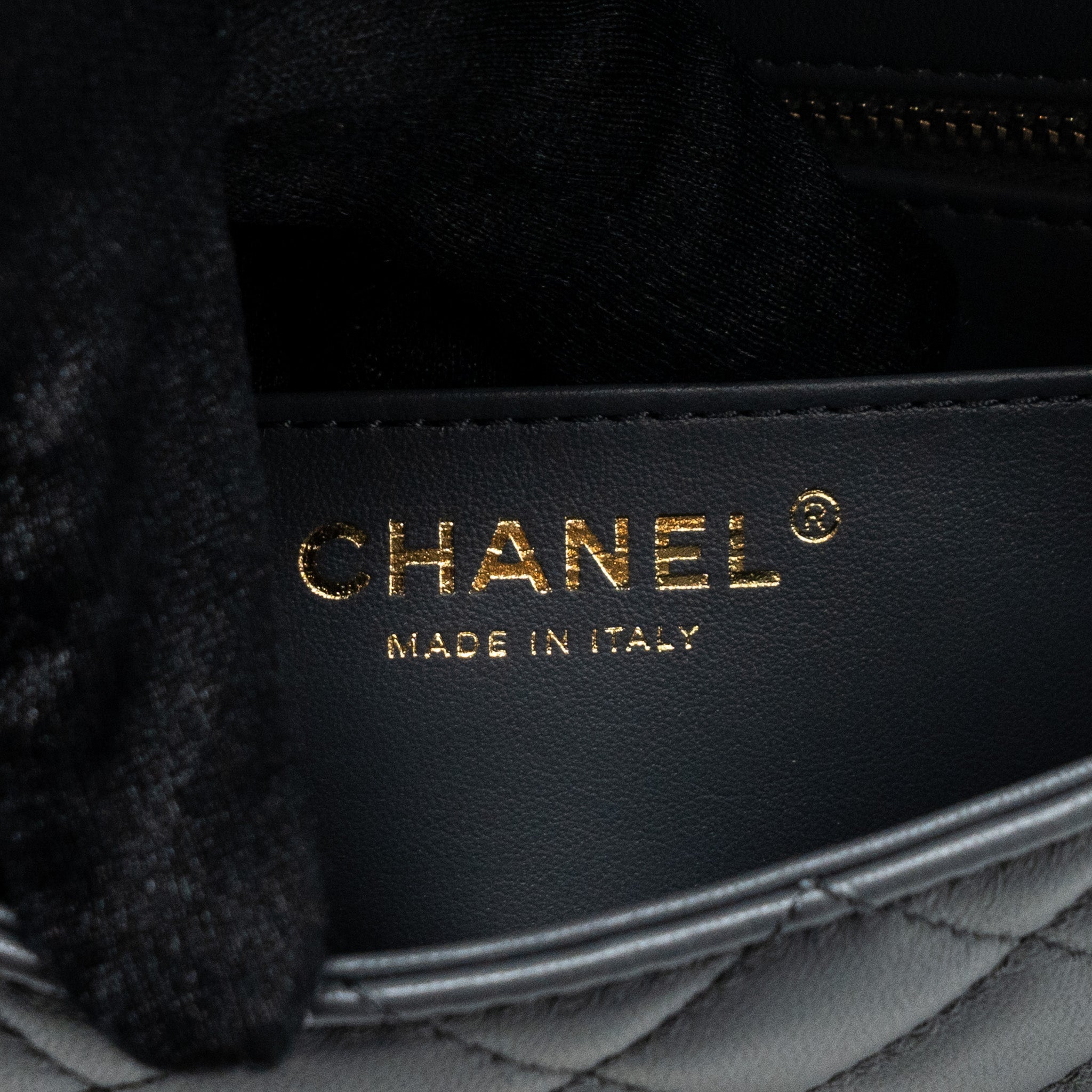 CHANEL 23K PEARL CRUSH MINI RECTANGULAR FLAP BAG LAMBSKIN DARK GREY GHW