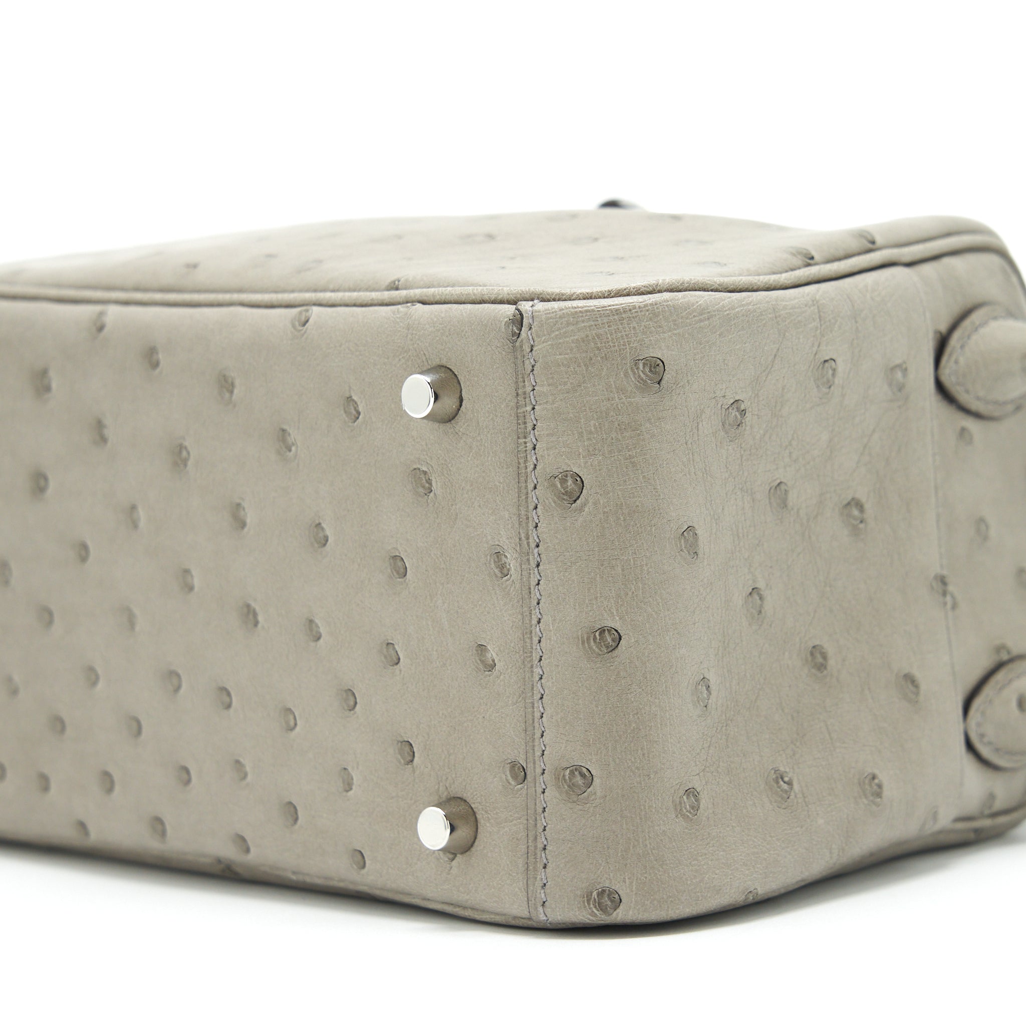 HERMES MINI LINDY OSTRICH 81 GRIS TOURTERELLE SHW
