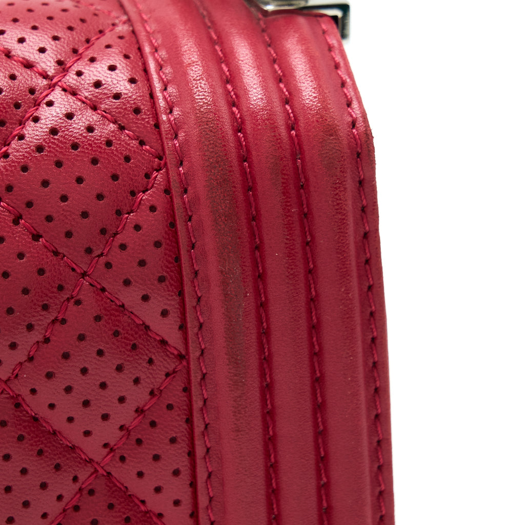 CHANEL MEDIUM BOY BAG LAMBSKIN RED SHW