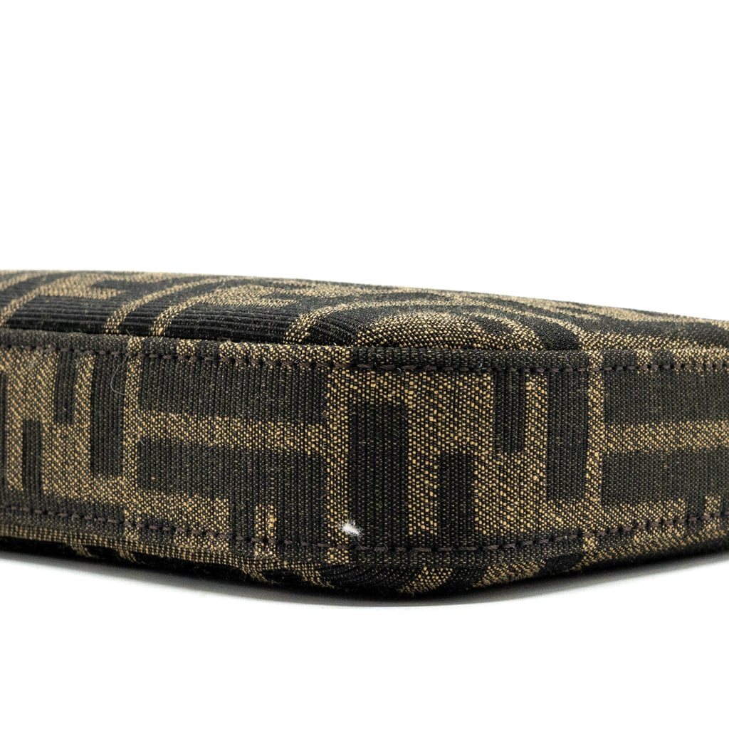 FENDI BAGUETTE POUCH BROWN JACQUARD FF FABRIC GHW