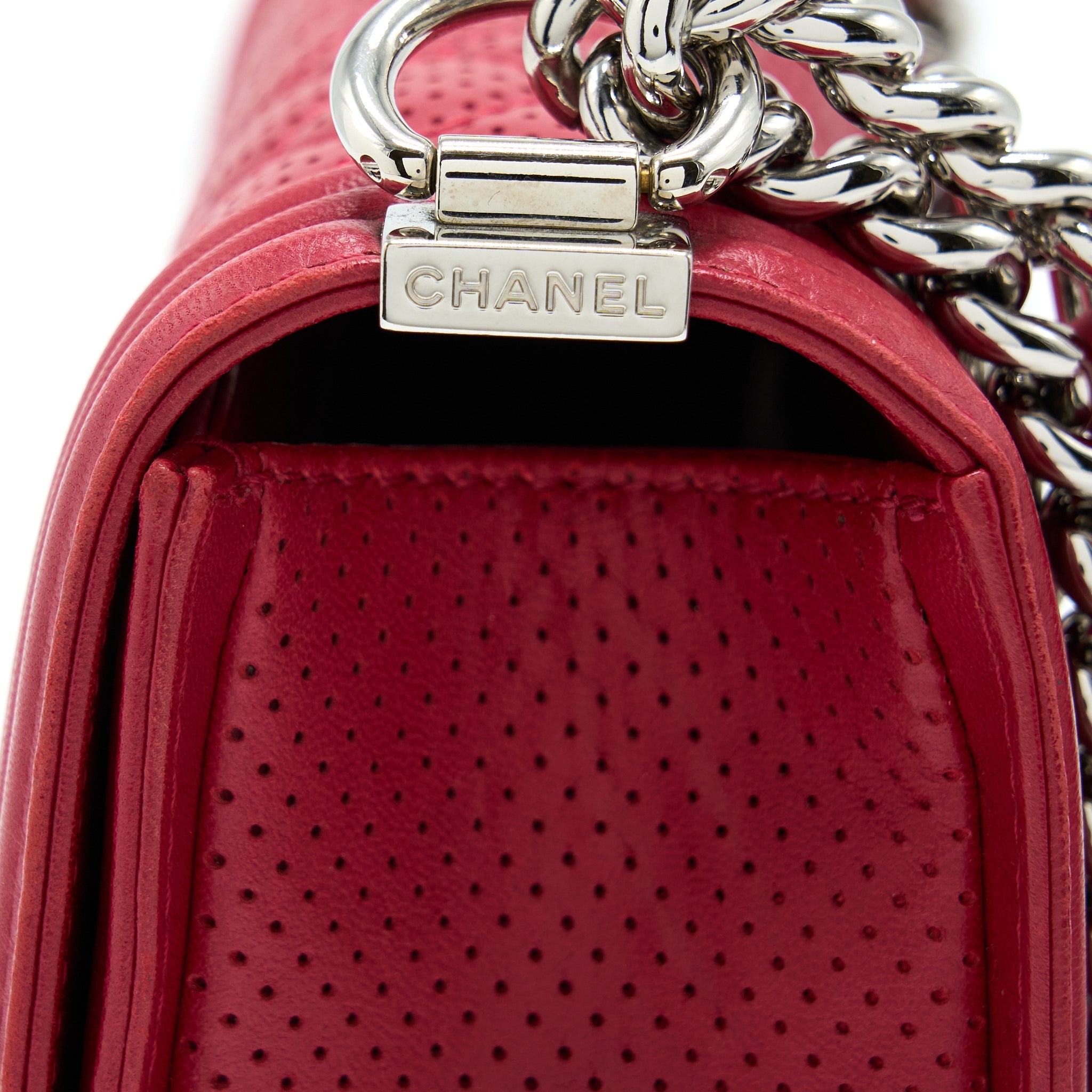 CHANEL MEDIUM BOY BAG LAMBSKIN RED SHW