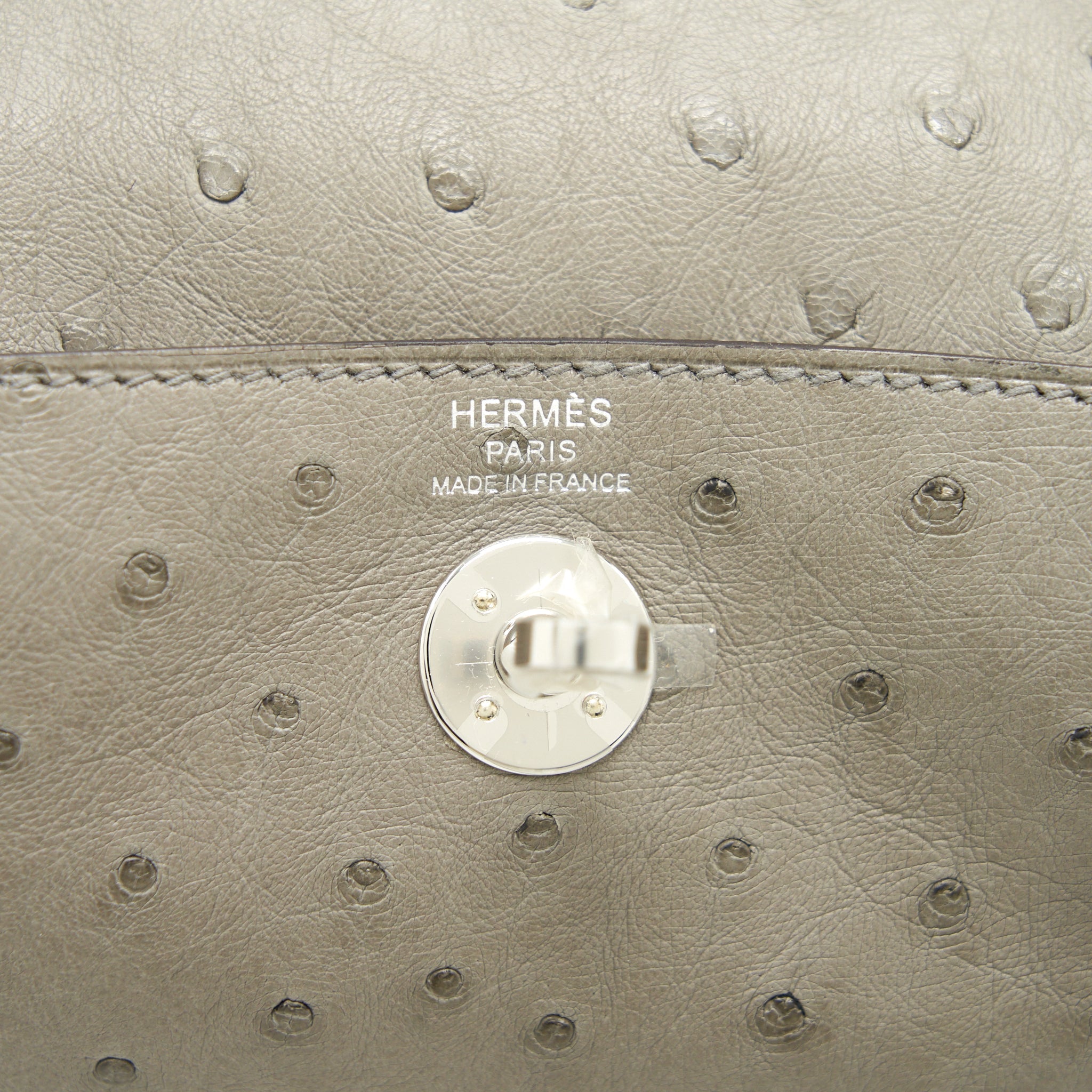 HERMES MINI LINDY OSTRICH 81 GRIS TOURTERELLE SHW