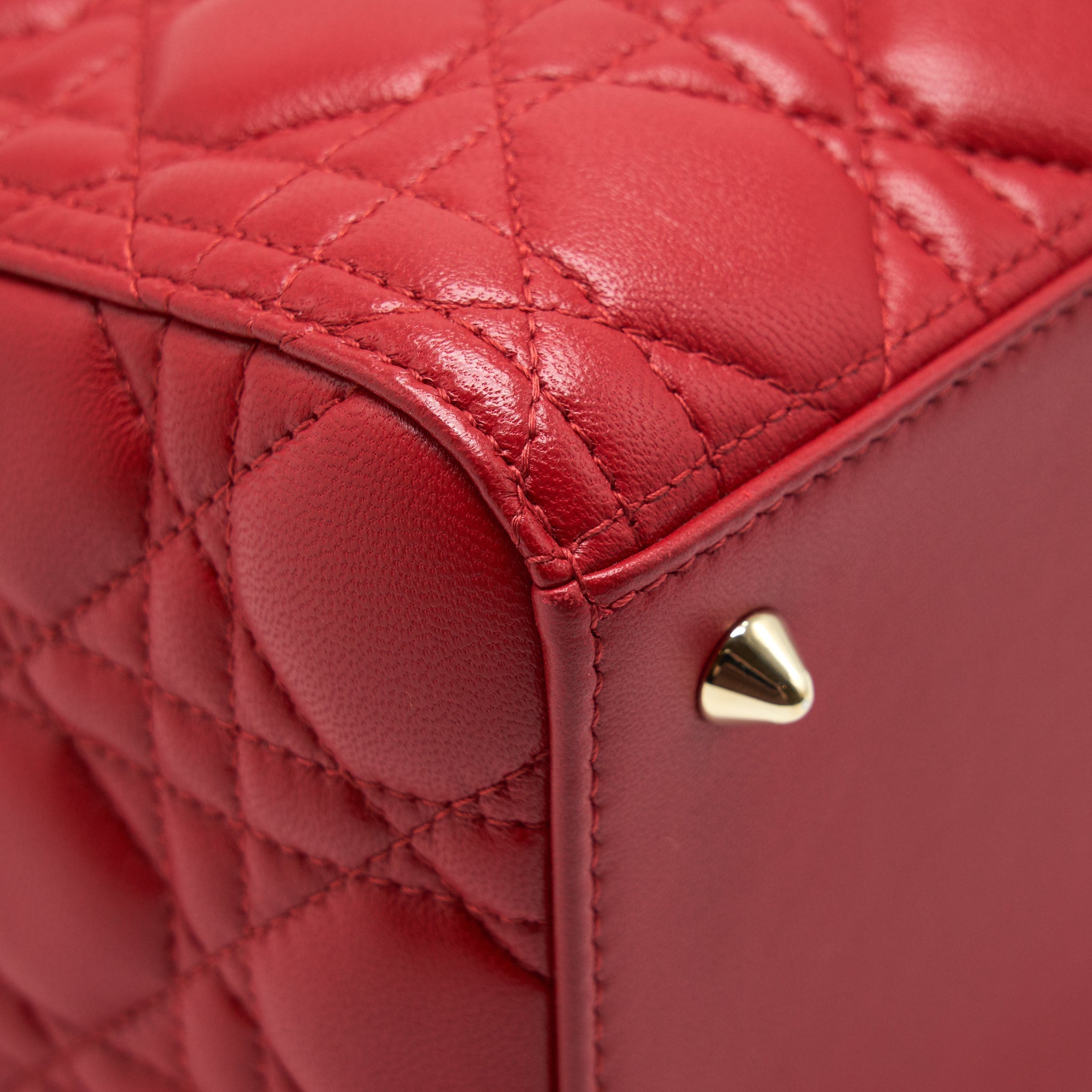 DIOR MEDIUM LADY DIOR LAMBSKIN RED GHW