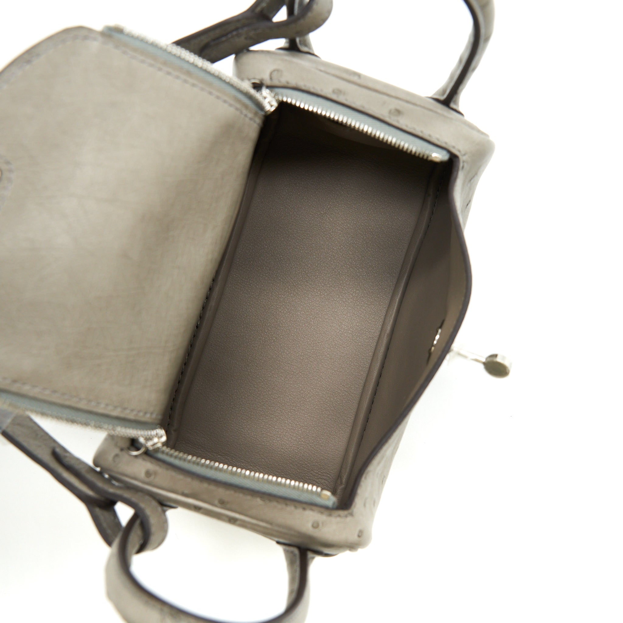 HERMES MINI LINDY OSTRICH 81 GRIS TOURTERELLE SHW