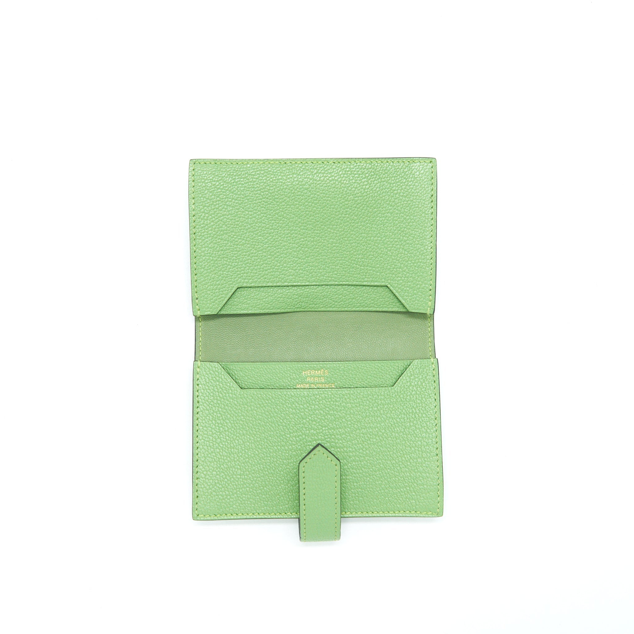 HERMES BEARN CARD HOLDER VERT CRIQUET GHW