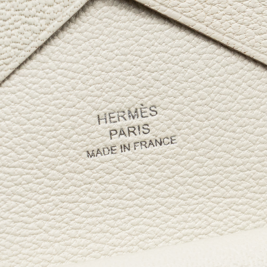 HERMES CALVI DUO CARD HOLDER CHEVRE MYSORE GOATSKIN GRIS PALE SHW