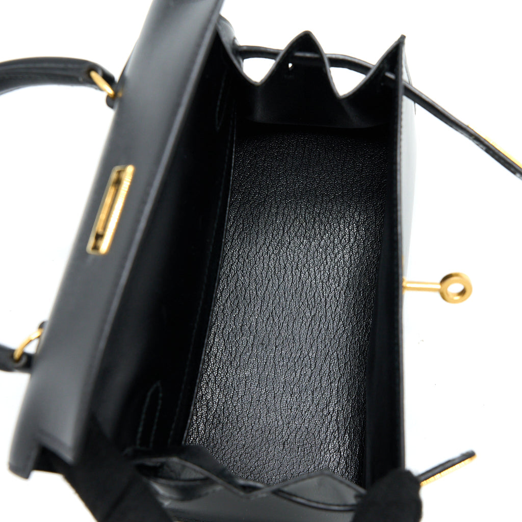 HERMES VINTAGE KELLY 20 BOX BLACK GHW