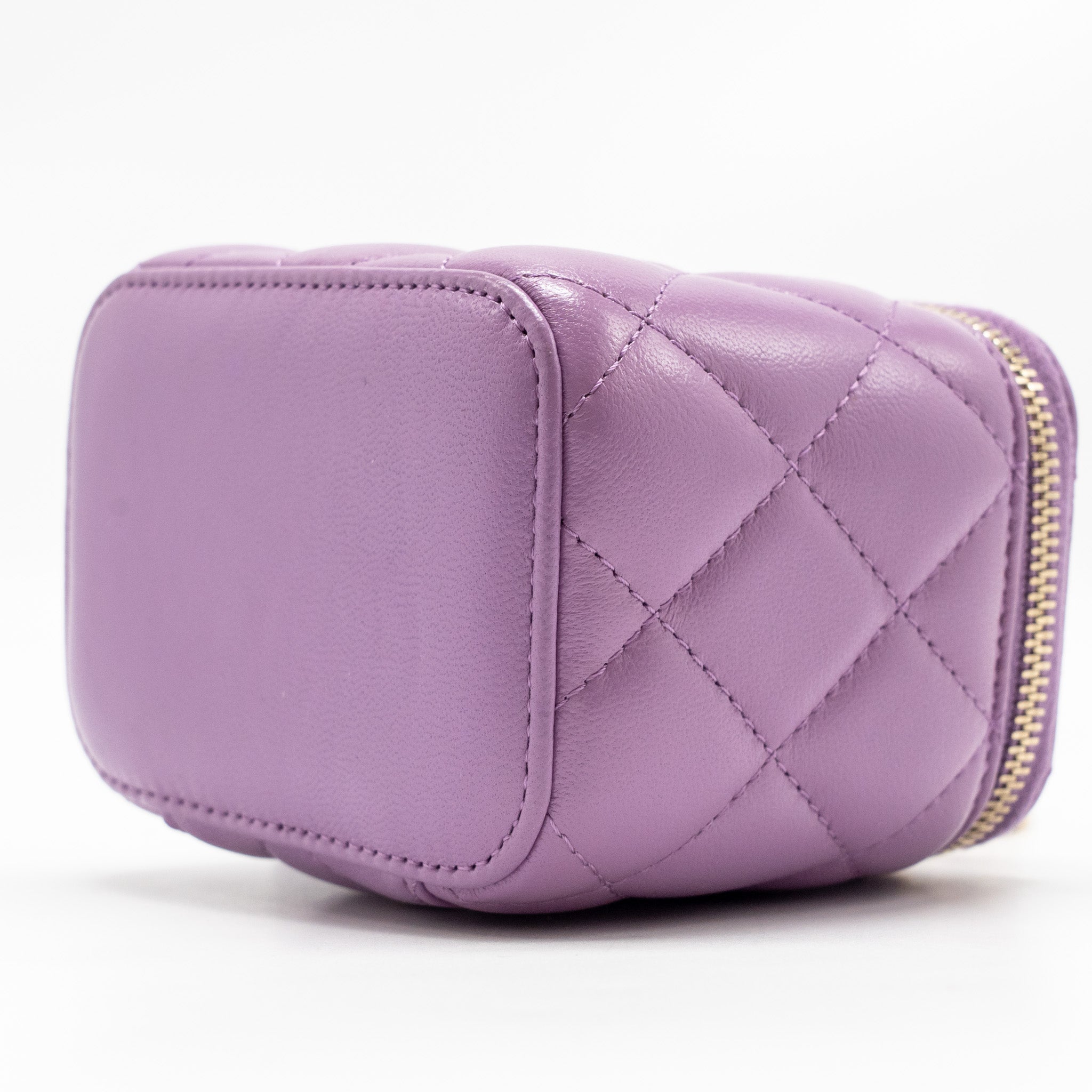 CHANEL PEARL CRUSH MINI VANITY WITH CHAIN LAMBSKIN PURPLE GHW