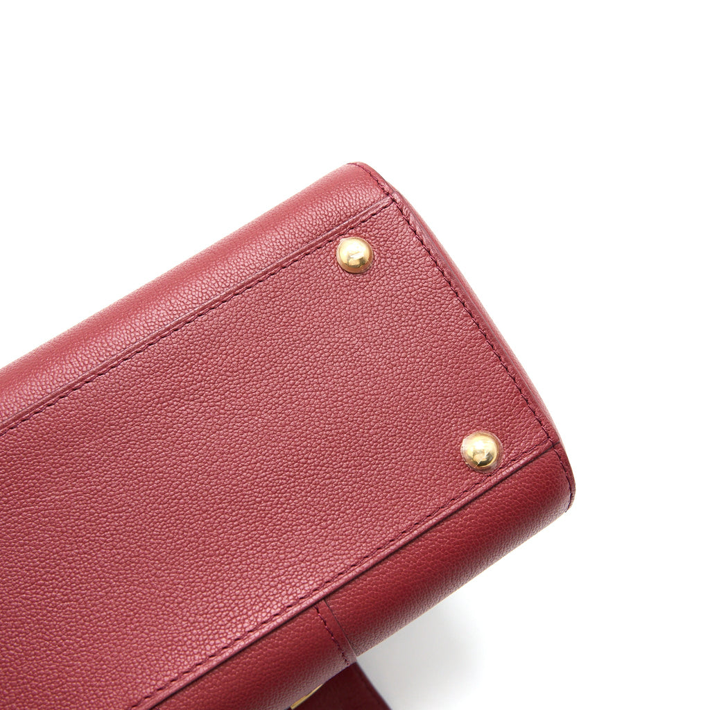 DELVAUX MINI BRILLIANT BAG GRAINED CALFSKIN BURGUNDY GHW