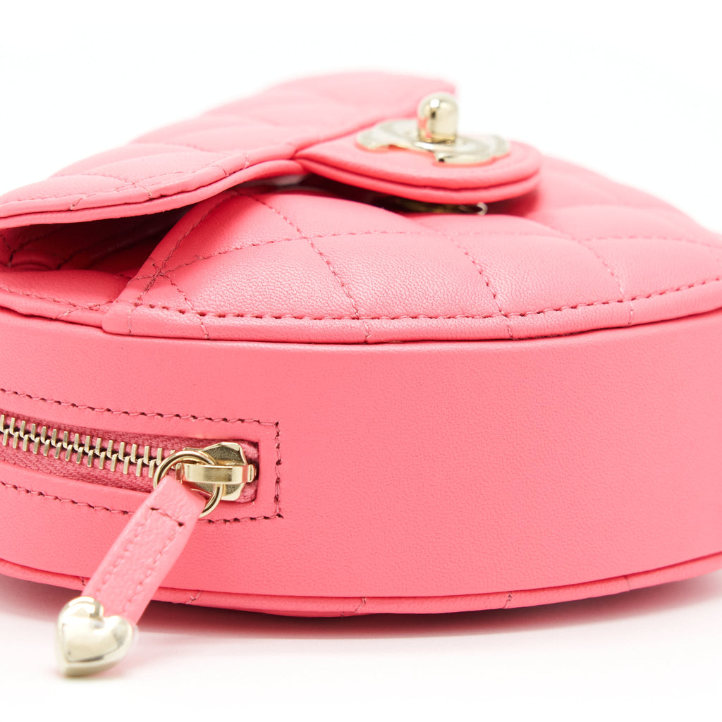 CHANEL 22S SMALL HEART BAG LAMBSKIN PINK LGHW