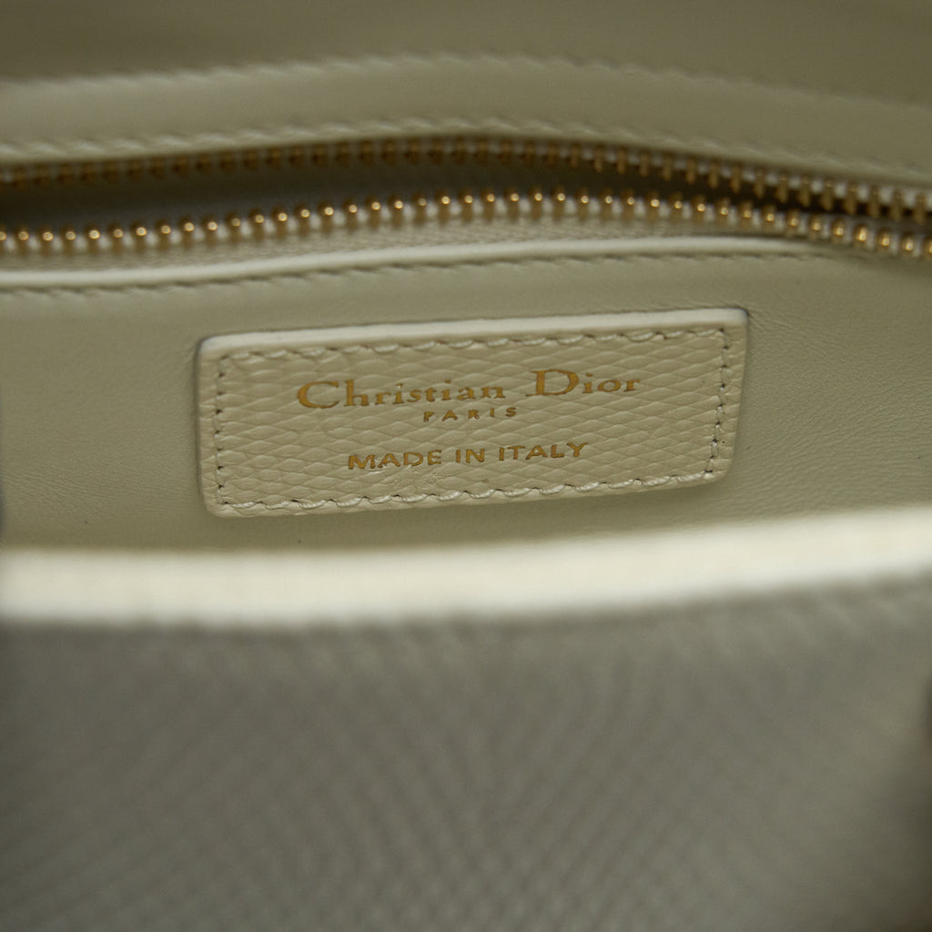 DIOR LIZARD MINI LADY DIOR BAG WHITE LGHW