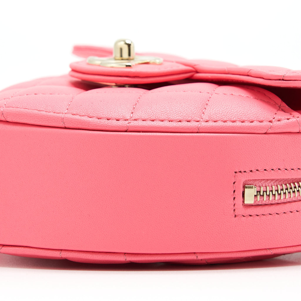 CHANEL 22S SMALL HEART BAG LAMBSKIN PINK LGHW