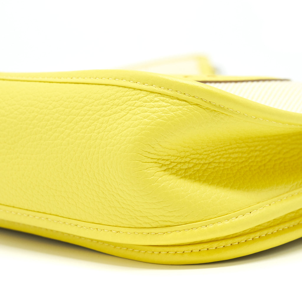 HERMES EVELYNE 29 CANVAS AND LEATHER ECRU / CITRON / LIME
