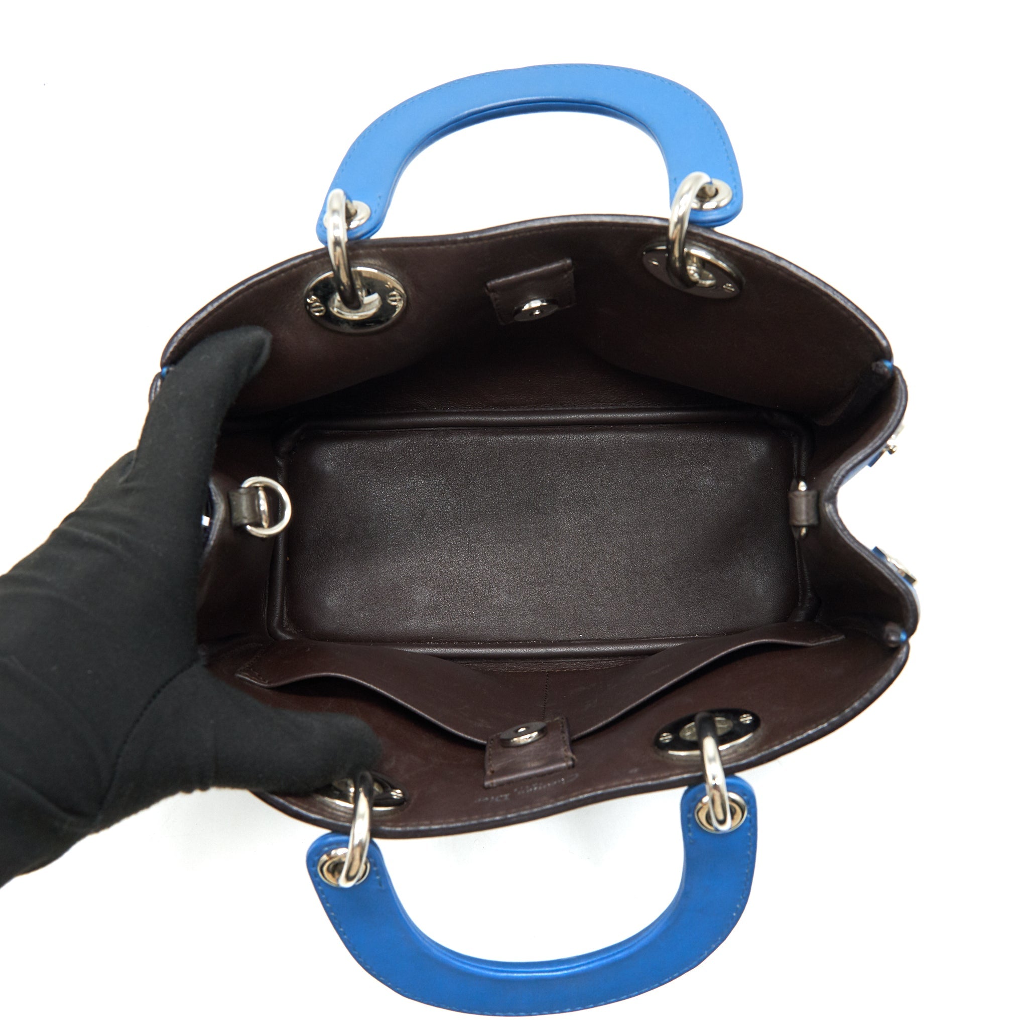 DIOR MINI DIORISSIMO BAG BLUE/ BROWN WITH SHW