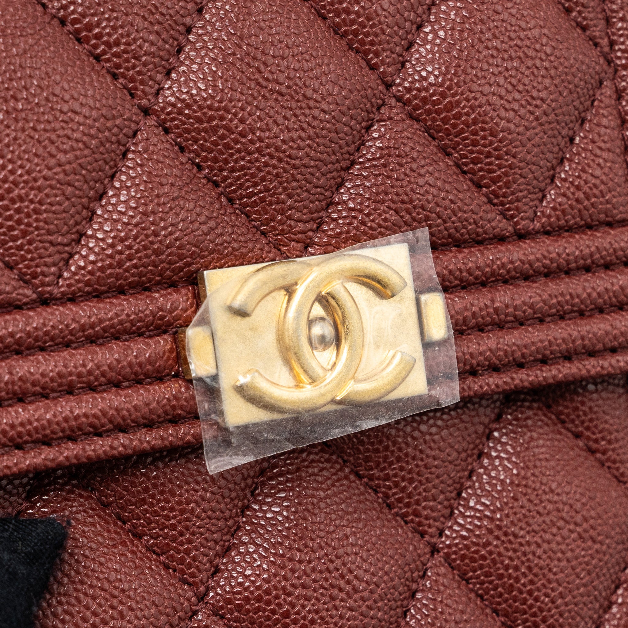 CHANEL BOY COMPACT WALLET CAVIAR DARK RED GHW