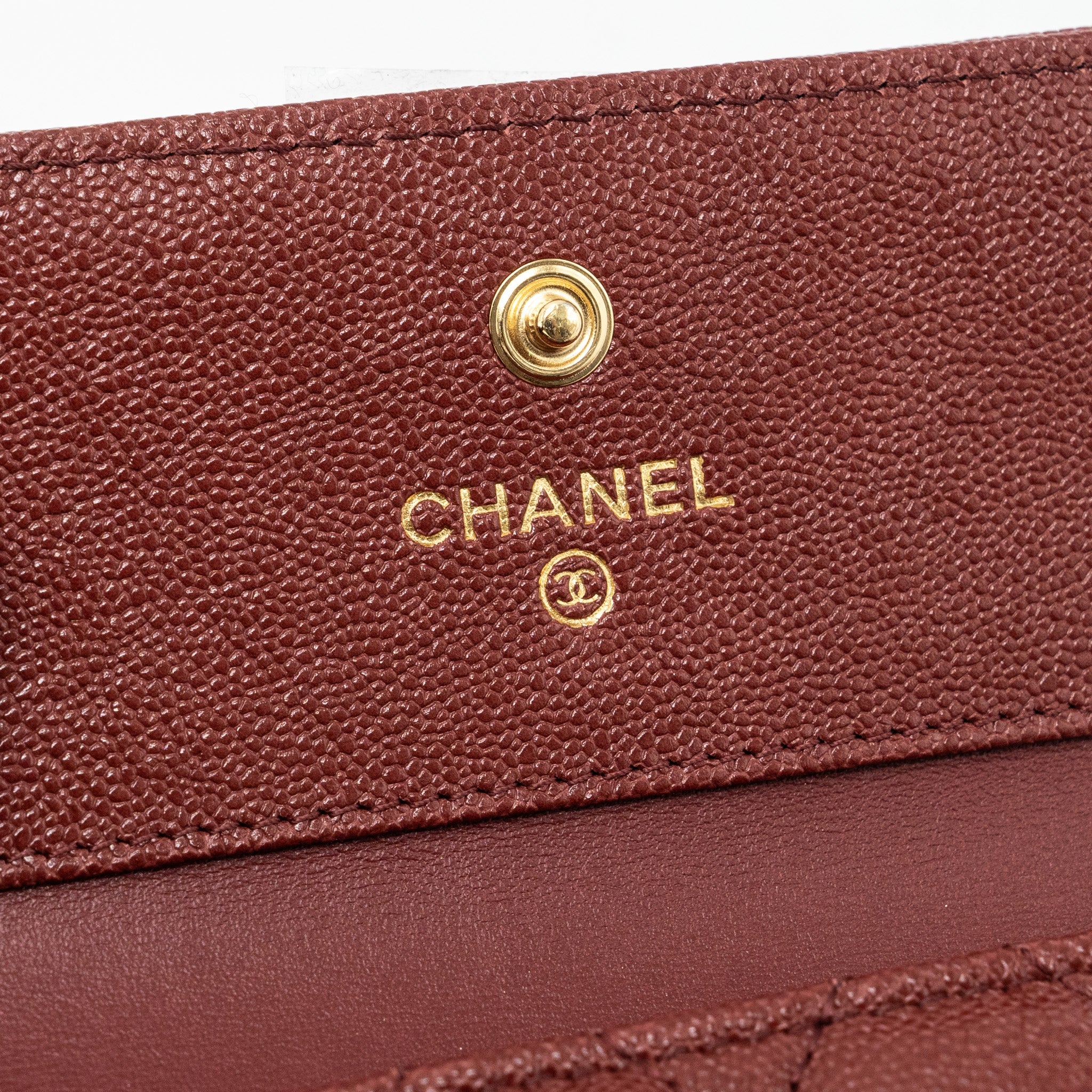 CHANEL BOY COMPACT WALLET CAVIAR DARK RED GHW