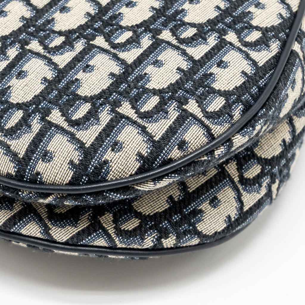 DIOR MEDIUM SADDLE BAG BLUE DIOR OBLIQUE JACQUARD CANVAS/CALFSKIN GHW