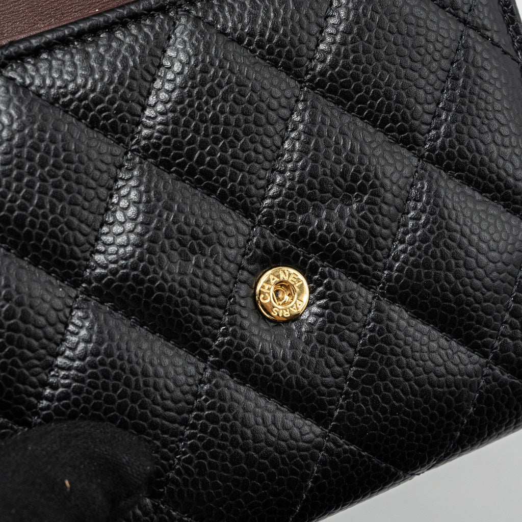 CHANEL CLASSIC COMPACT WALLET CAVIAR BLACK GHW(MICROCHIP)