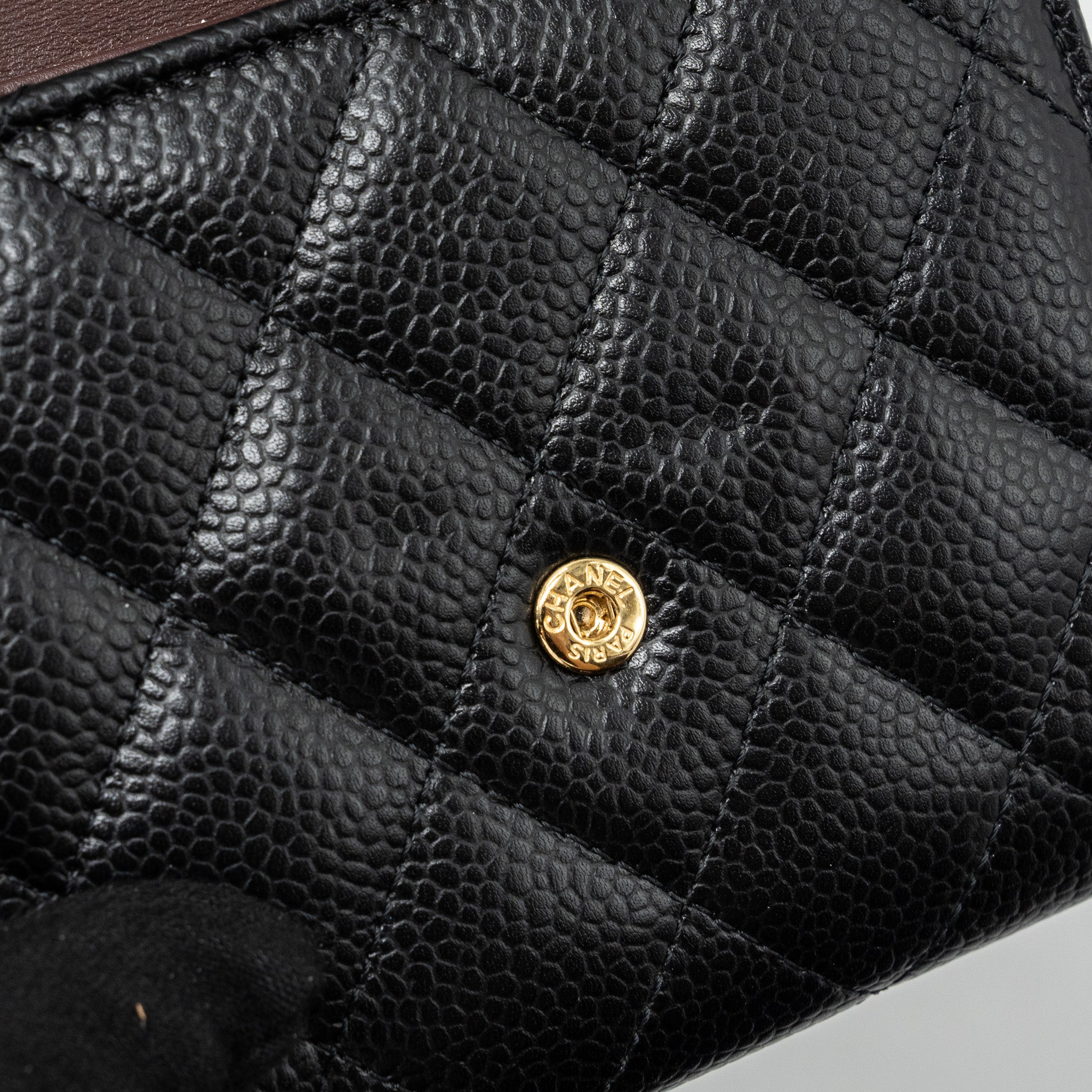 CHANEL CLASSIC COMPACT WALLET CAVIAR BLACK GHW(MICROCHIP)