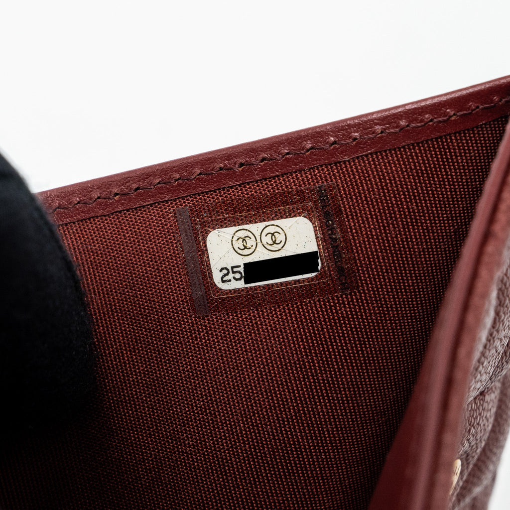 CHANEL BOY COMPACT WALLET CAVIAR DARK RED GHW