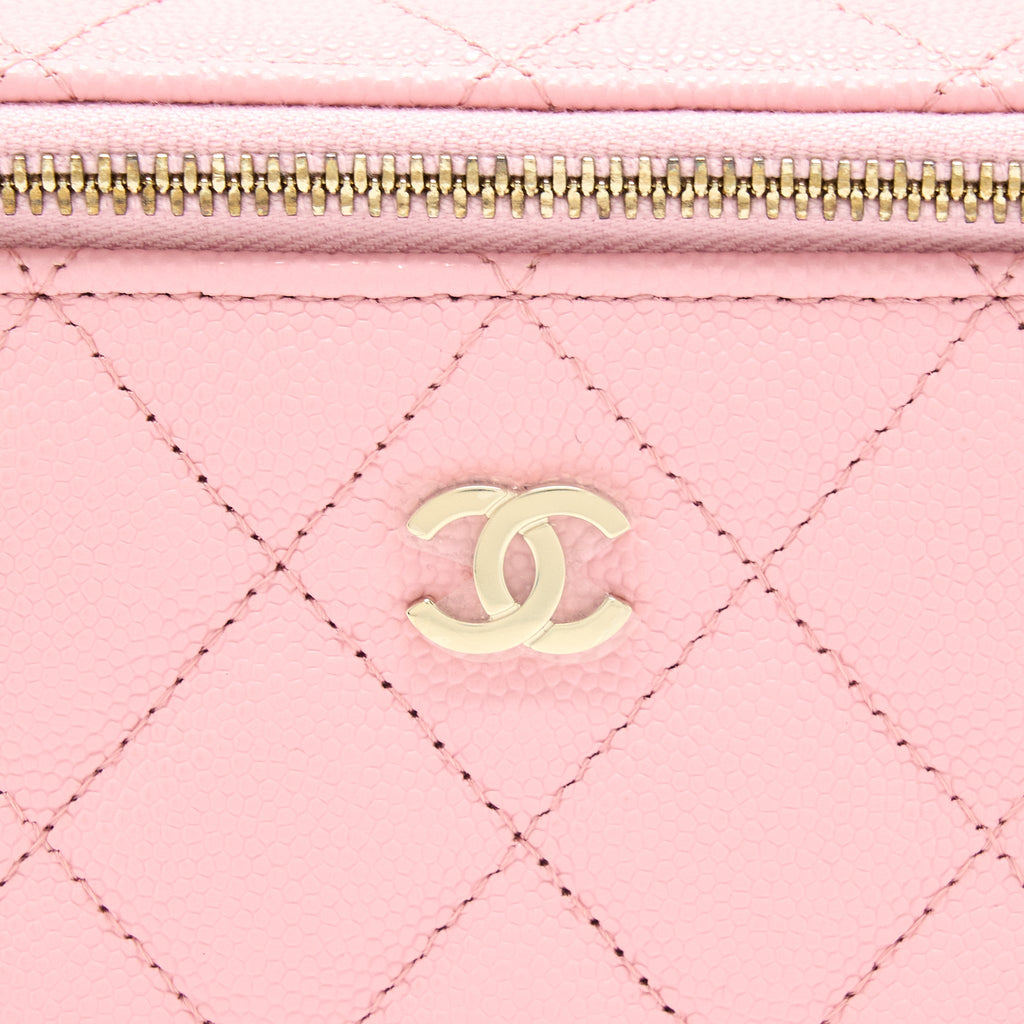 CHANEL 22C LONG VANITY WITH CHAIN CAVIAR PINK LGHW