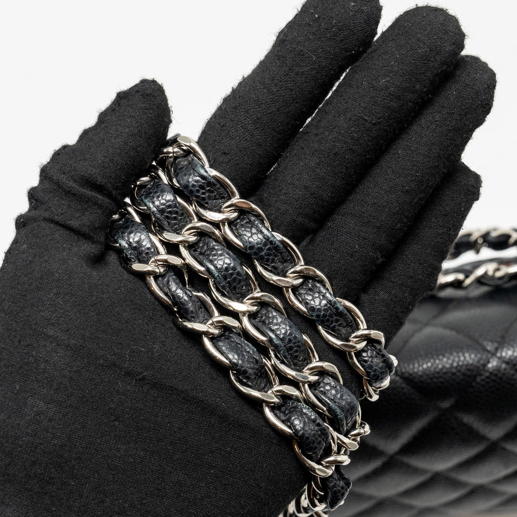 CHANEL JUMBO CLASSIC DOUBLE FLAP BAG CAVIAR BLACK SHW