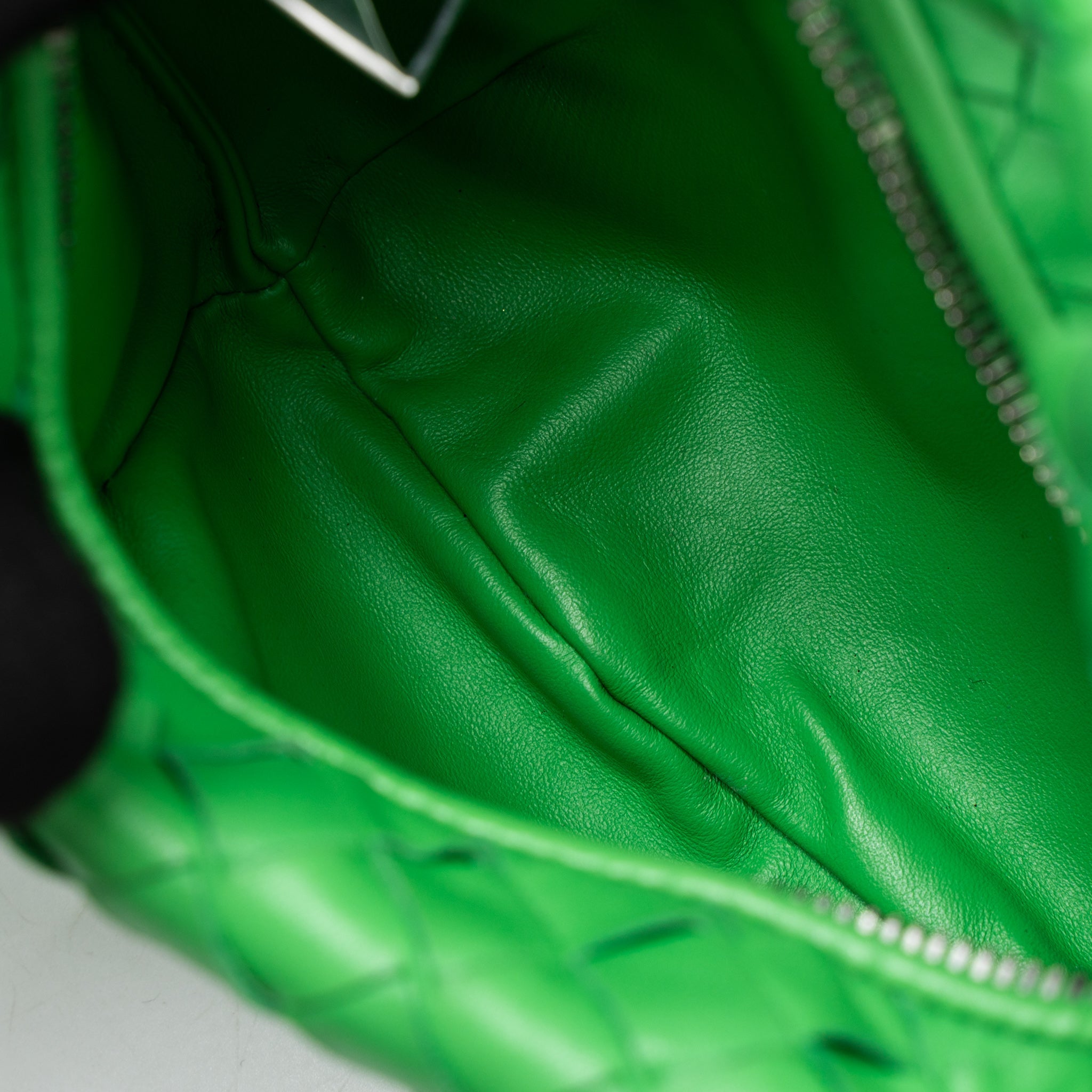 BOTTEGA VENETA MINI JODIE LAMBSKIN GREEN SHW