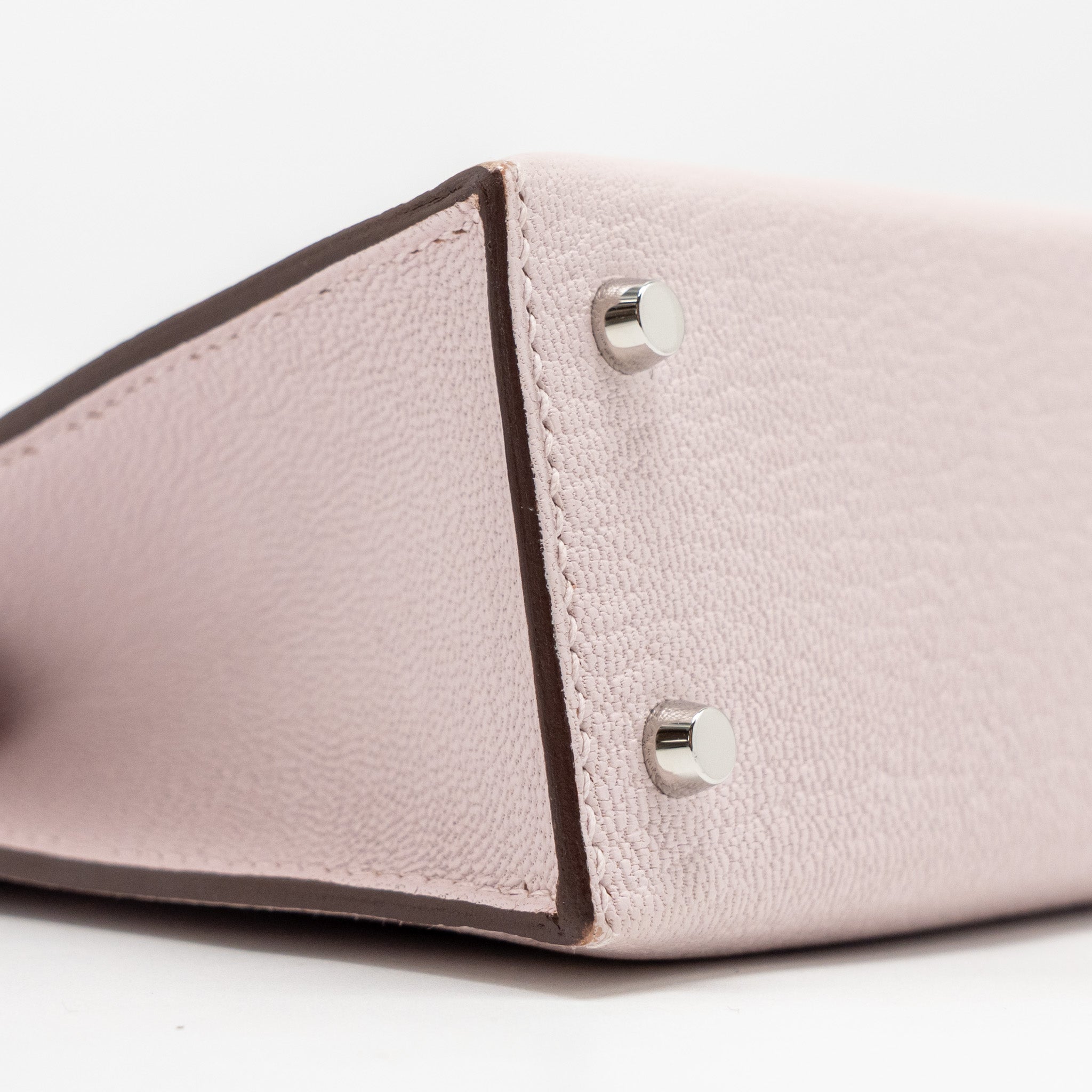 HERMES MINI KELLY II SPECIAL ORDER CHEVRE MYSORE LEATHER MAUVE PALE / GOLD SHW