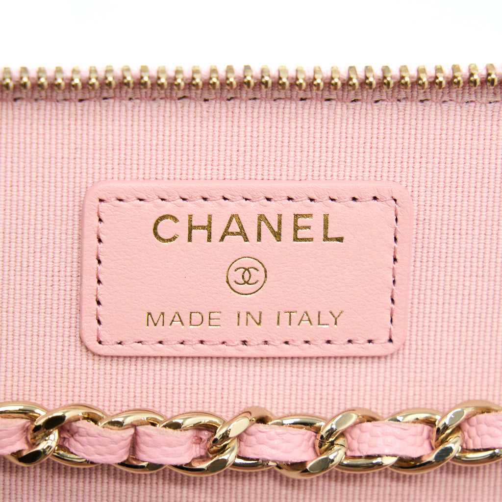 CHANEL 22C LONG VANITY WITH CHAIN CAVIAR PINK LGHW
