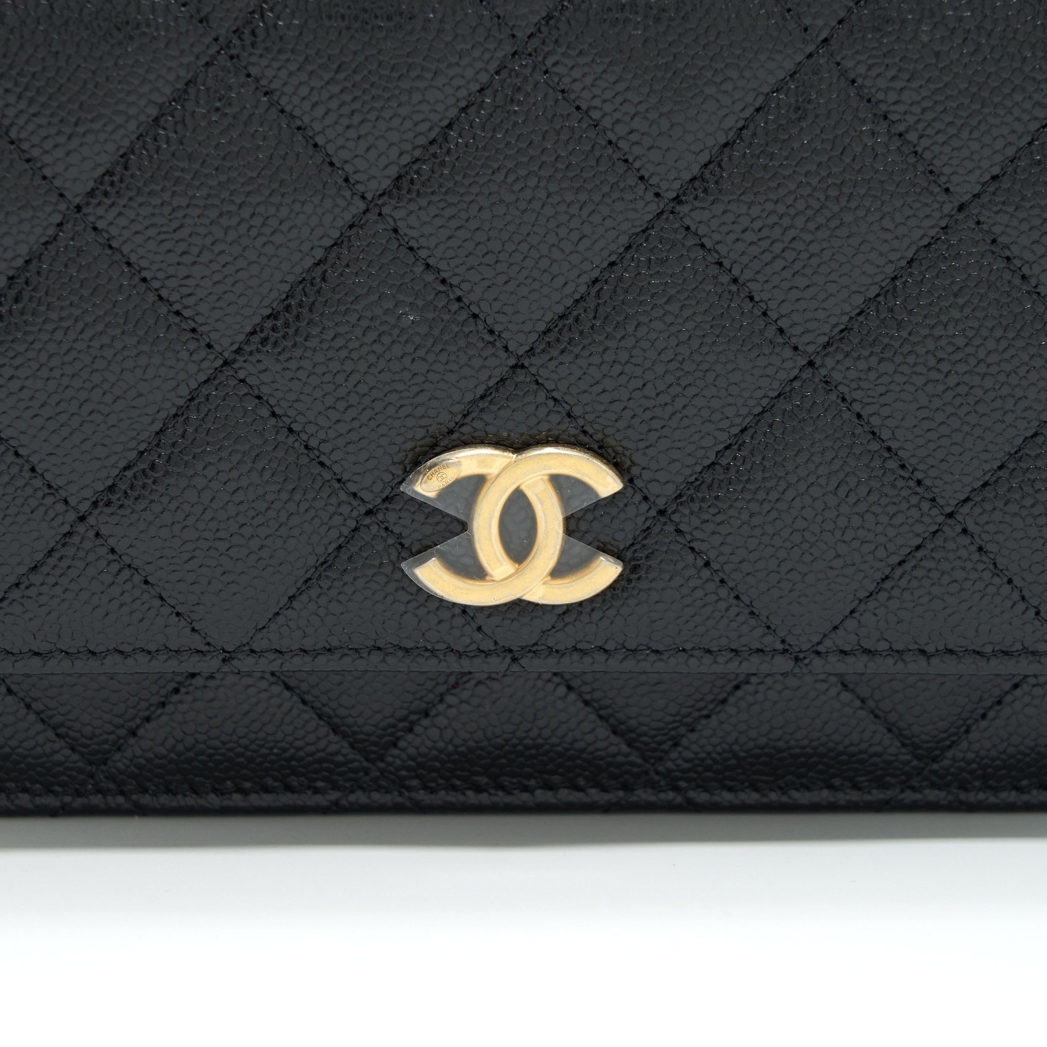 CHANEL 22S LOGO TOP HANDLE WALLET ON CHAIN CAVIAR BLACK GHW (MICROCHIP)
