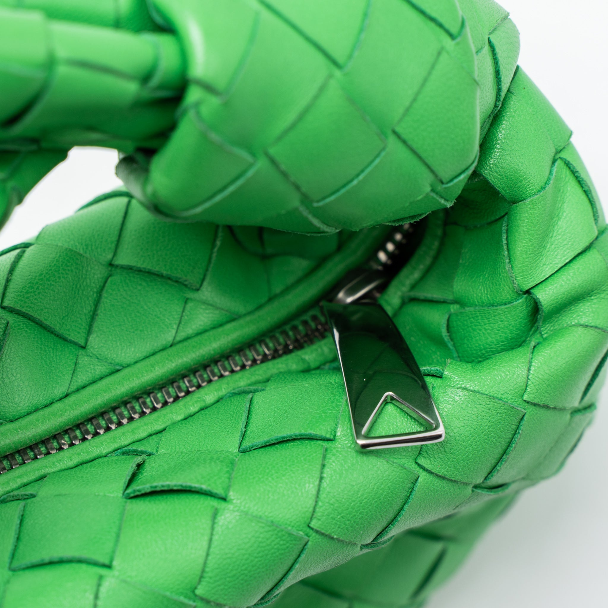 BOTTEGA VENETA MINI JODIE LAMBSKIN GREEN SHW