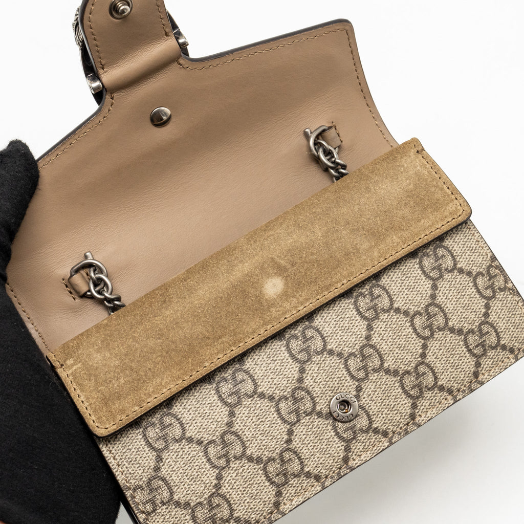 GUCCI SUPER MINI DIONYSUS CANVAS / SUEDE LEATHER BEIGE SHW