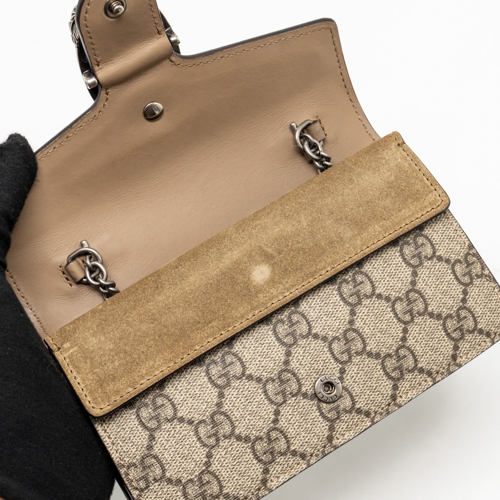 GUCCI SUPER MINI DIONYSUS CANVAS / SUEDE LEATHER BEIGE SHW