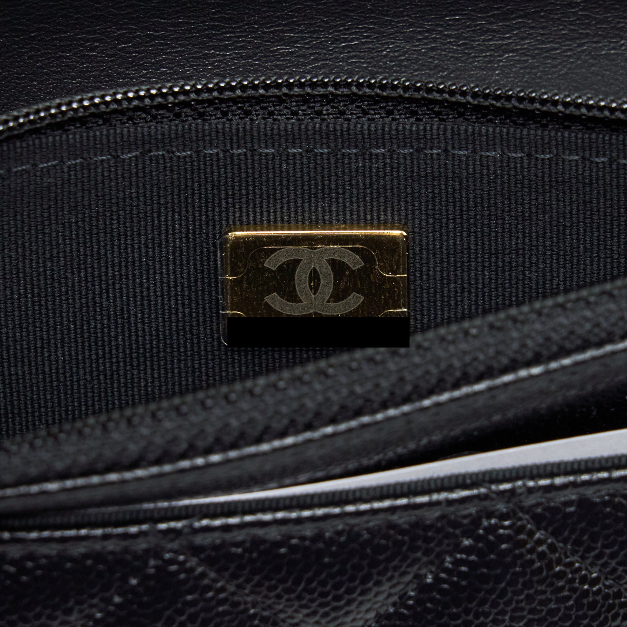 CHANEL 22S LOGO TOP HANDLE WALLET ON CHAIN CAVIAR BLACK GHW (MICROCHIP)