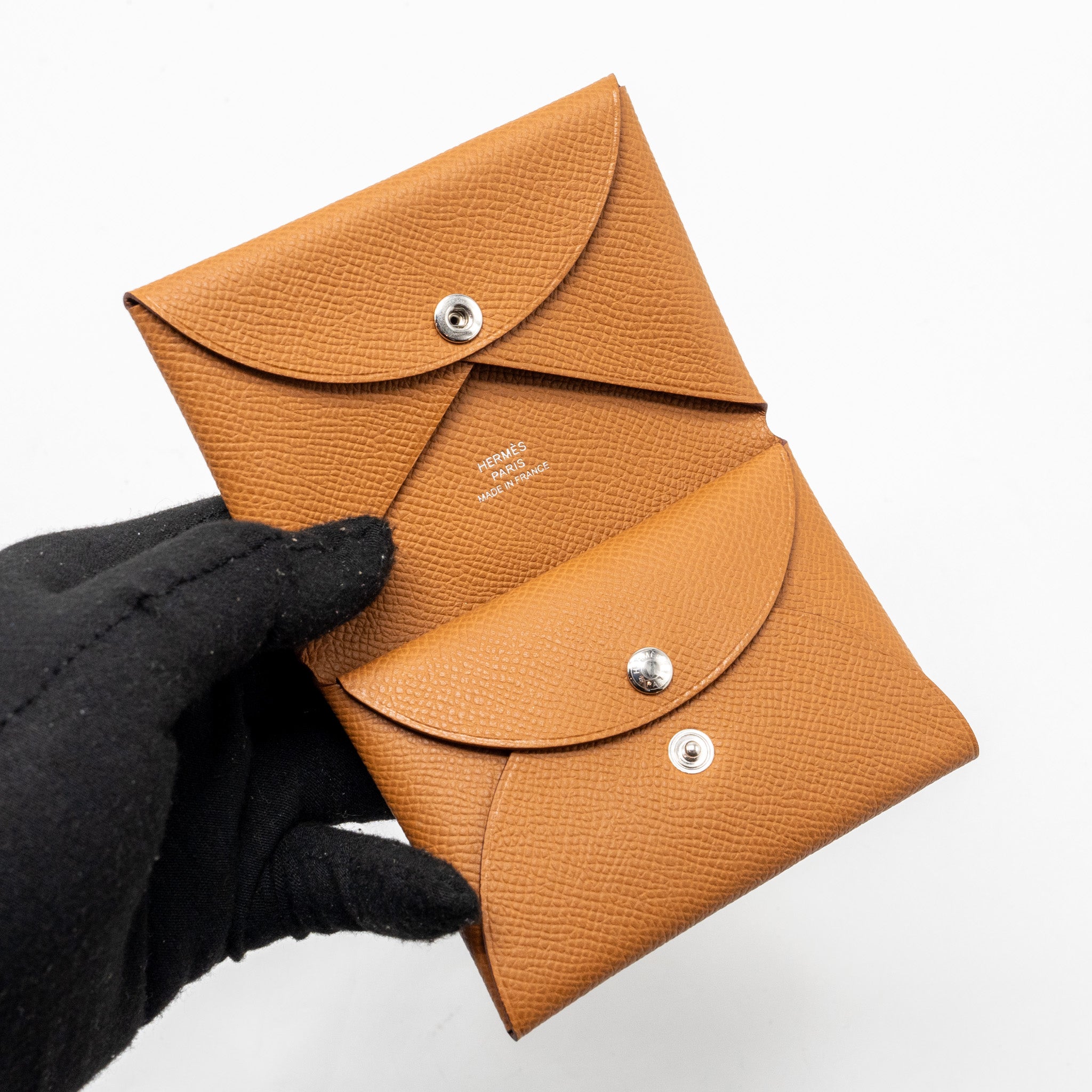 HERMES CALVI DUO CARD HOLDER EPSOM GOLD SHW