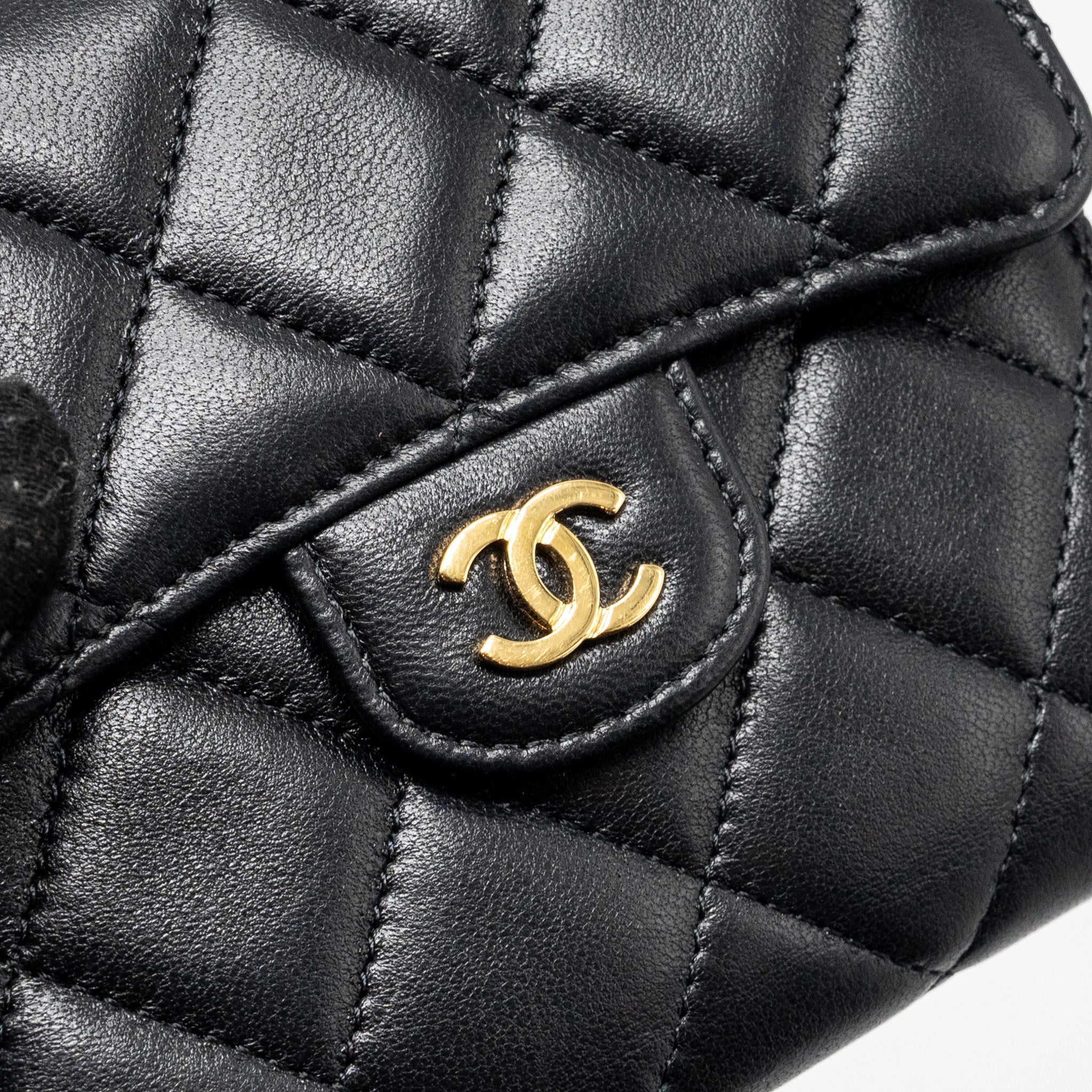 CHANEL CLASSIC COMPACT WALLET LAMBSKIN BLACK GHW