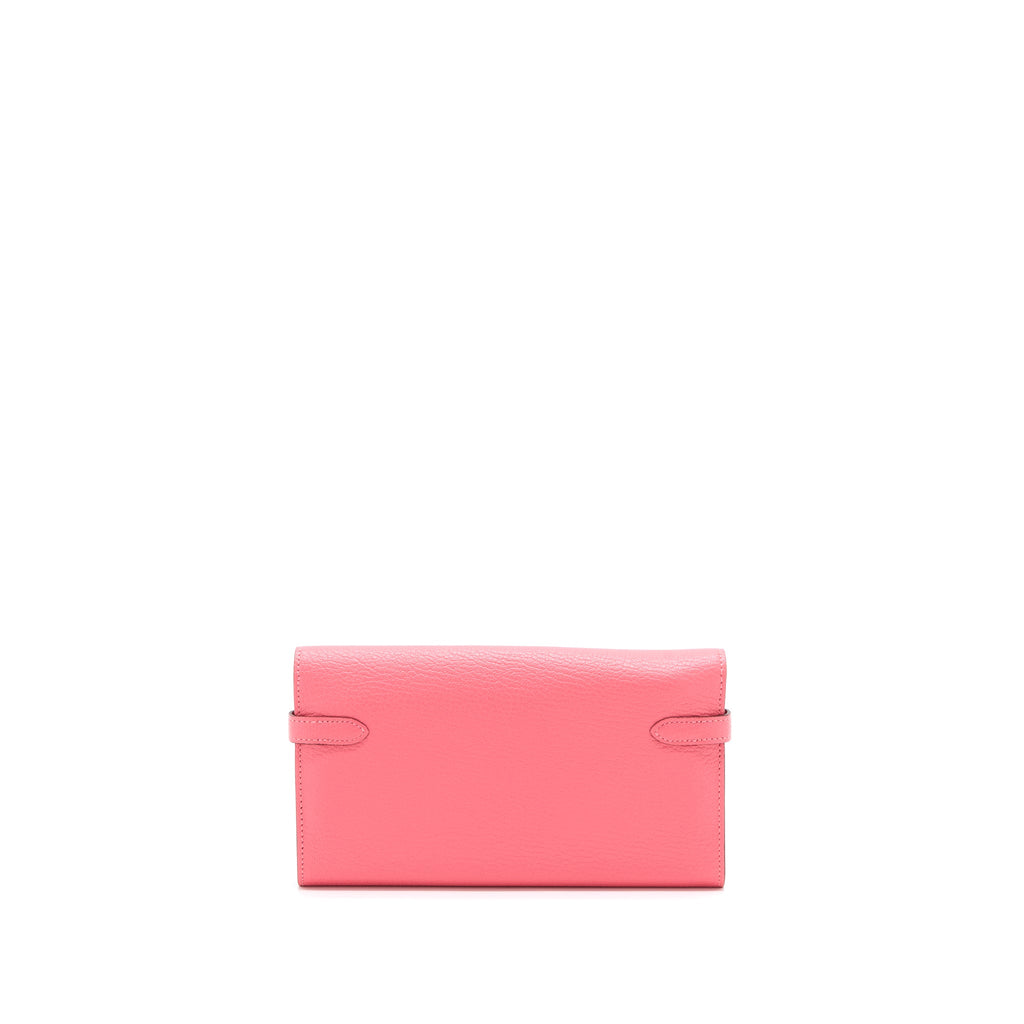 HERMES KELLY LONG WALLET CHEVRE MYSORE PINK SHW