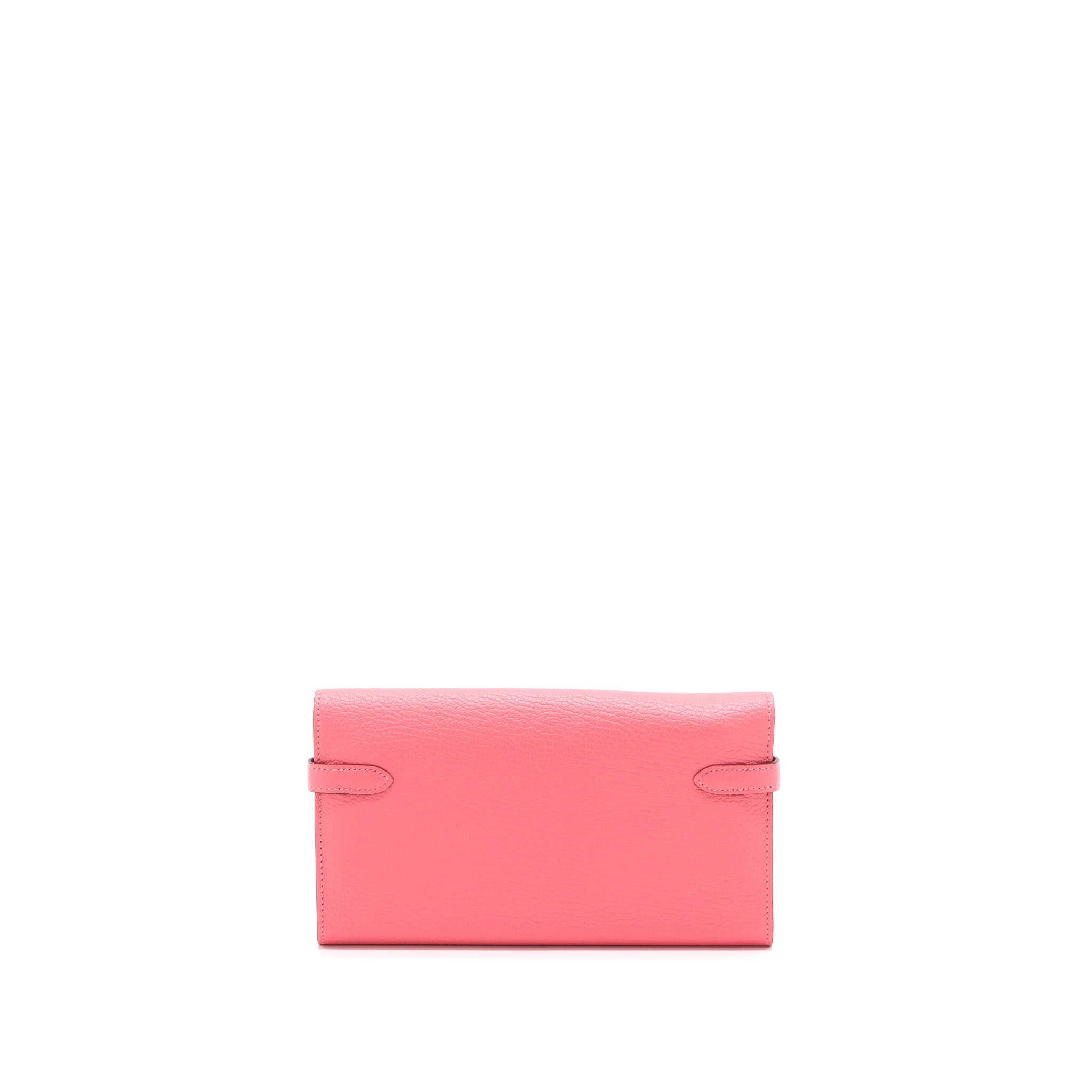 HERMES KELLY LONG WALLET CHEVRE MYSORE PINK SHW