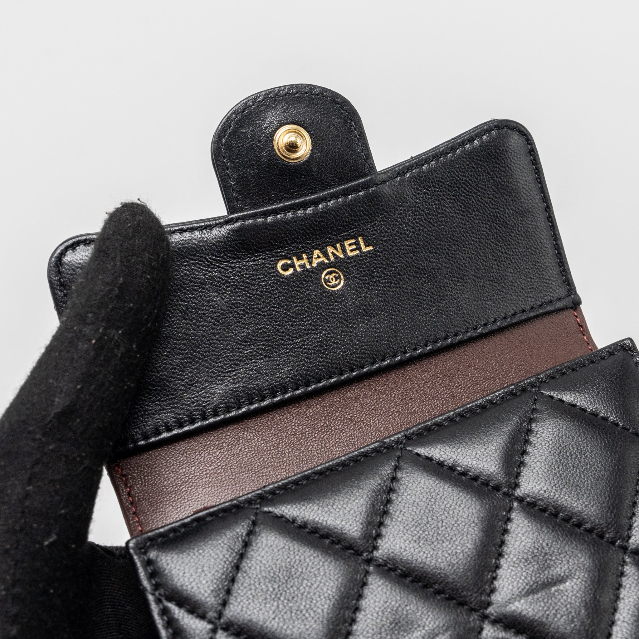 CHANEL CLASSIC COMPACT WALLET LAMBSKIN BLACK GHW