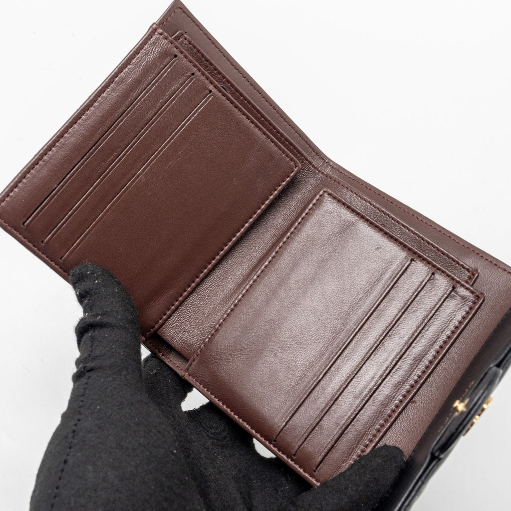 CHANEL CLASSIC COMPACT WALLET LAMBSKIN BLACK GHW