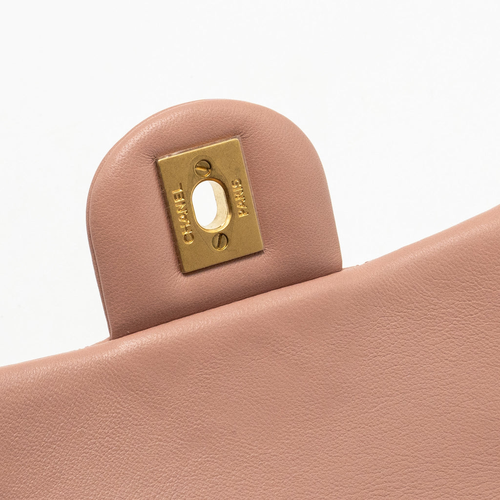 CHANEL PEARL CRUSH MINI SQUARE FLAP BAG LAMBSKIN PINK GHW(MICROCHIP)