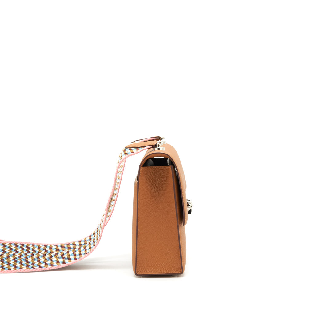 HERMES SAC VERROU 21 EPSOM GOLD SHW WITH MULTICOLOUR STRAP