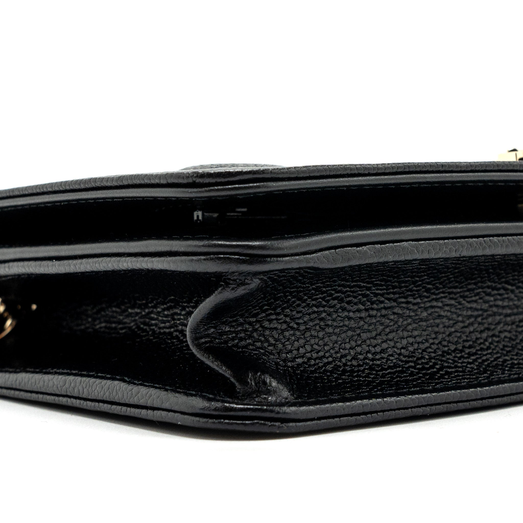CHANEL BOY WALLET ON CHAIN CAVIAR BLACK LGHW (MICROCHIP)