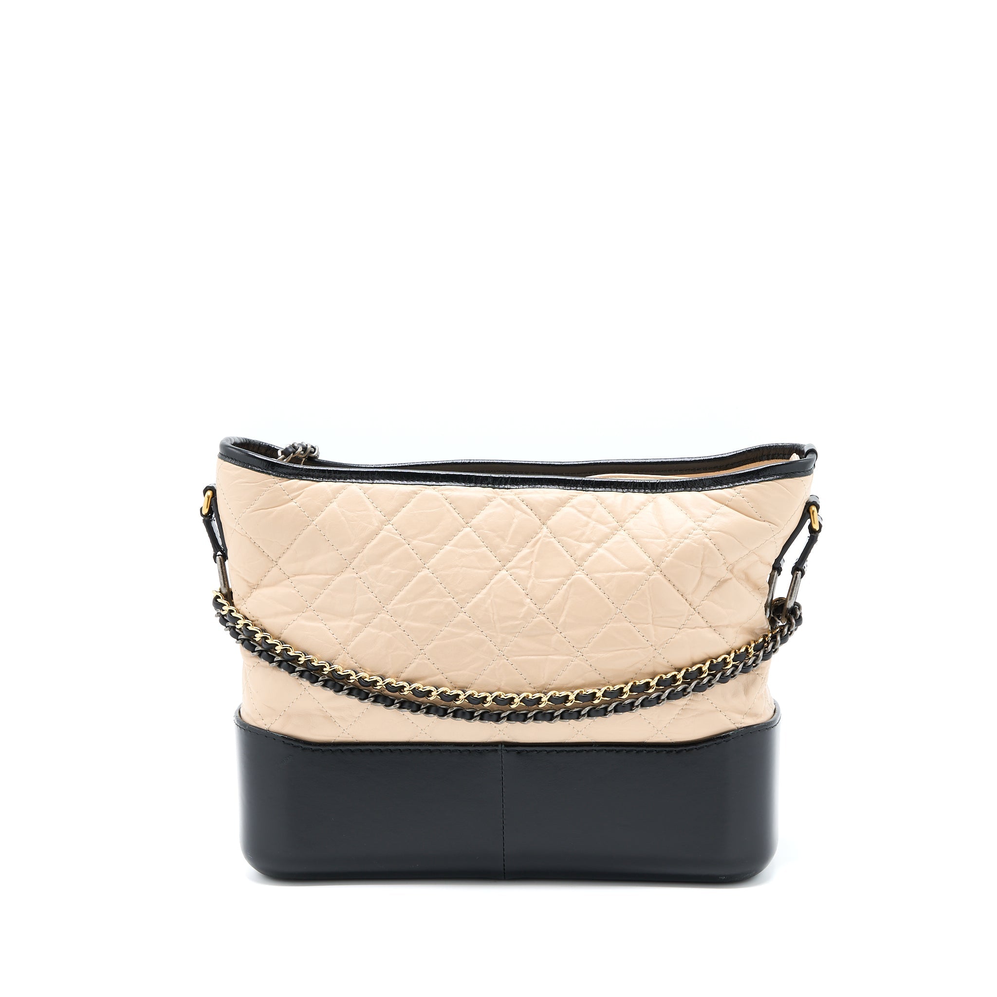 CHANEL MEDIUM GABRIELLE HOBO BAG CALFSKIN BEIGE/BLACK MULTICOLOUR HARDWARE