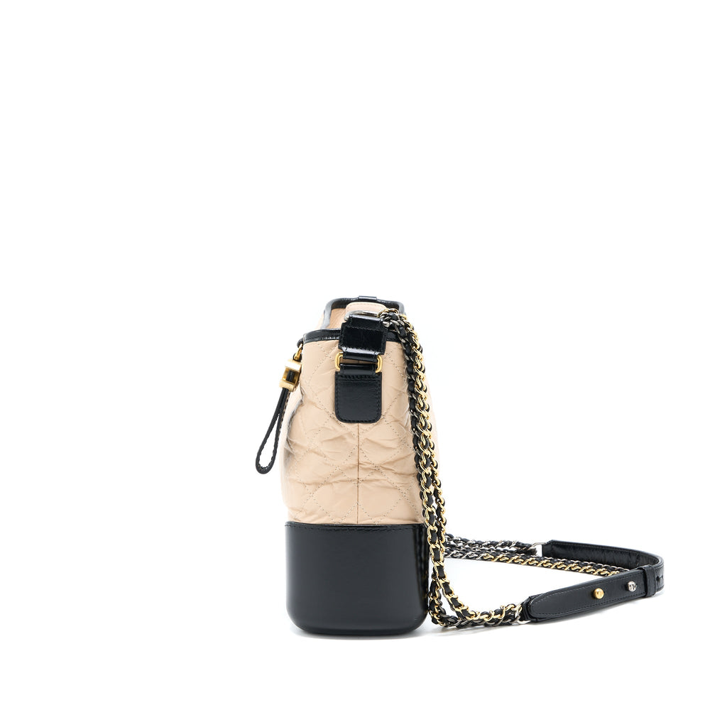 CHANEL MEDIUM GABRIELLE HOBO BAG CALFSKIN BEIGE/BLACK MULTICOLOUR HARDWARE